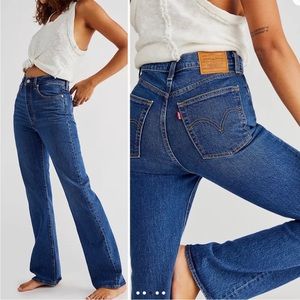 Levi’s Premium Ribcage Bootcut High Rise Jeans: Turn Up Medium Wash